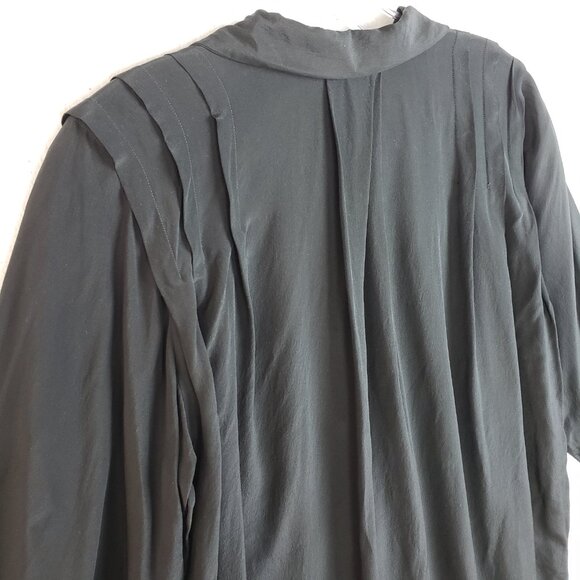 Vintage 70s The Silk Farm Korea Blouse Top Black Puff Sleeves Oversized size 6 - Picture 8 of 10